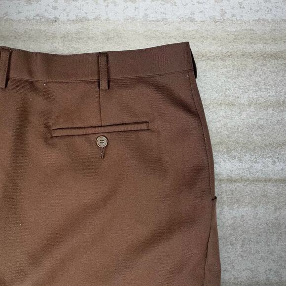 Habands Dress Pants Chocolate Brown Baggy Wide Leg Flat Front Executive Division - Picture 3 of 4